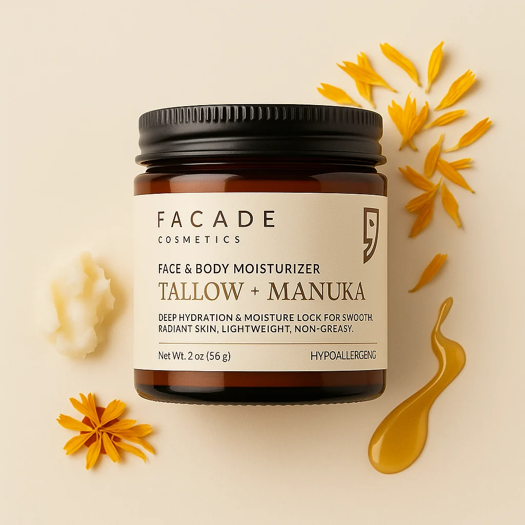 Facade jar with calendula flowers and honey drizzle